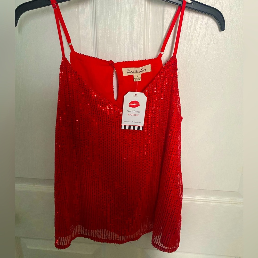 Boutique NWT Red Sequin Sleeveless Cami
